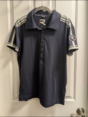 Gersemi Brand Riding Polo Navy Polo with Contrast Light Gray Stripes